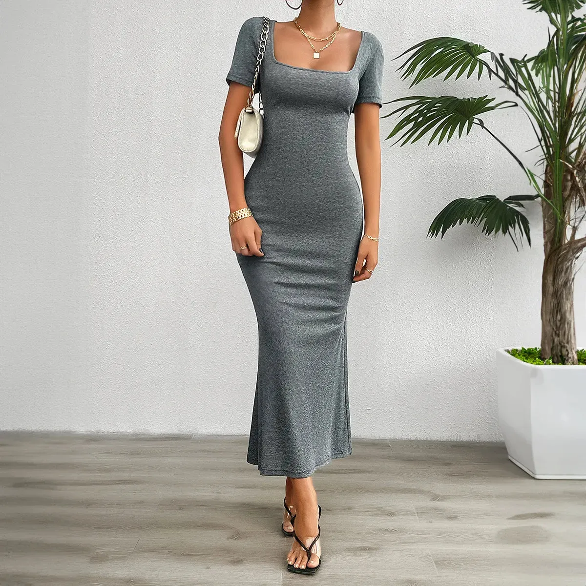 Mermaid Cocktail Style Lace-Up Midi Dress for Special Occasions