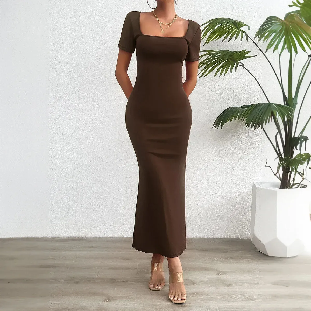 Mermaid Cocktail Style Lace-Up Midi Dress for Special Occasions