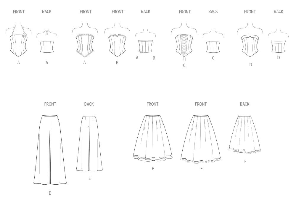 New Look sewing pattern 6787 Juniors' Corsets, Pants and Skirt