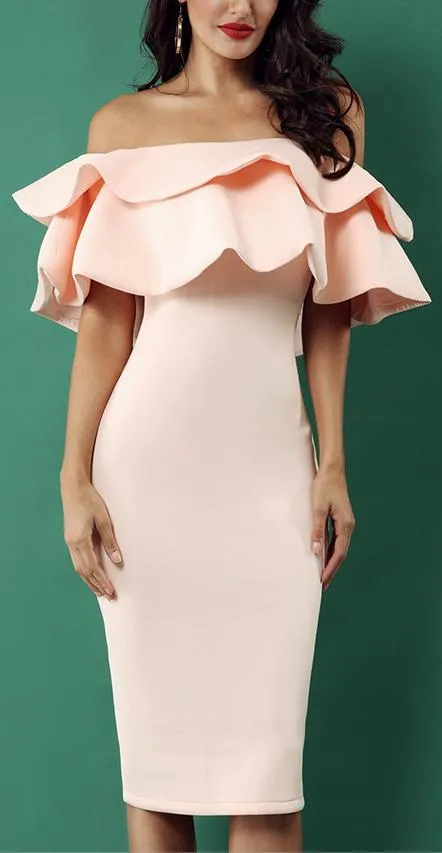 Off-the-Shoulder Ruffle Cocktail Dress