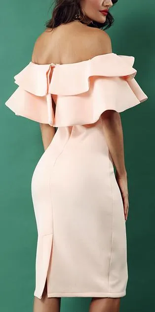 Off-the-Shoulder Ruffle Cocktail Dress