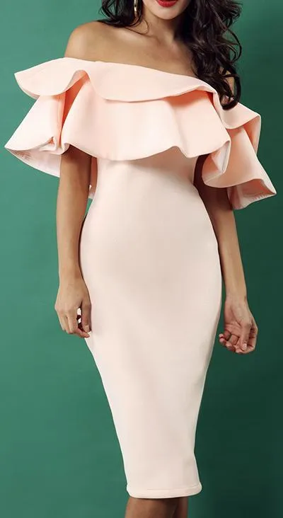 Off-the-Shoulder Ruffle Cocktail Dress