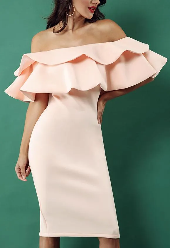 Off-the-Shoulder Ruffle Cocktail Dress