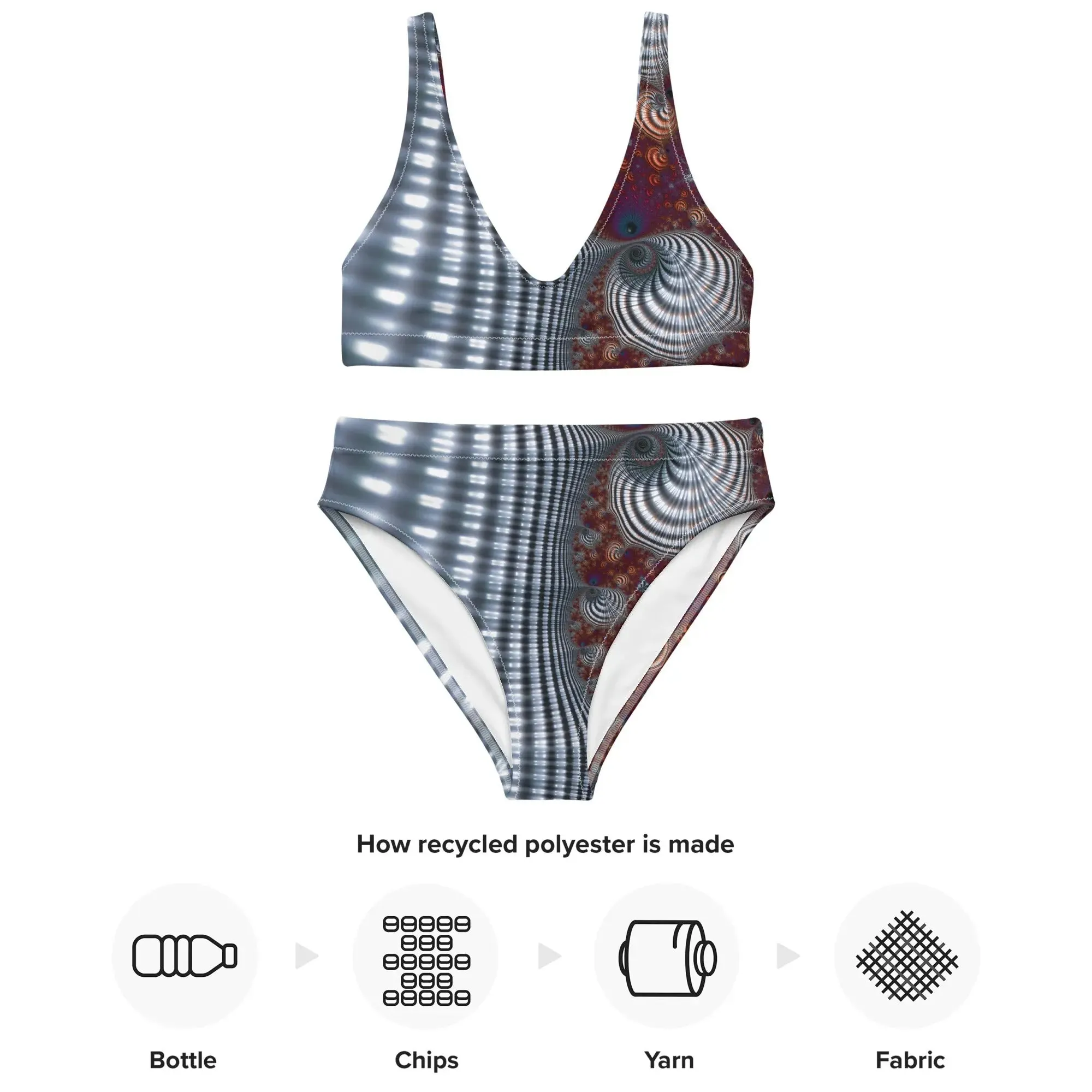 "Fractal Seashell" Collection - Recycled high-waisted bikini