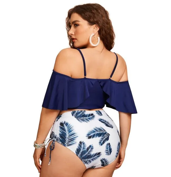 Ruffled Split Plus Size Swimsuit