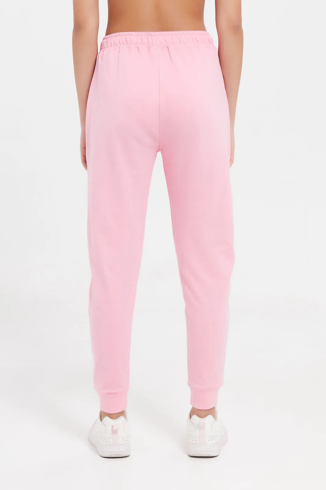 Senior Girls Pink Plain Track Pants