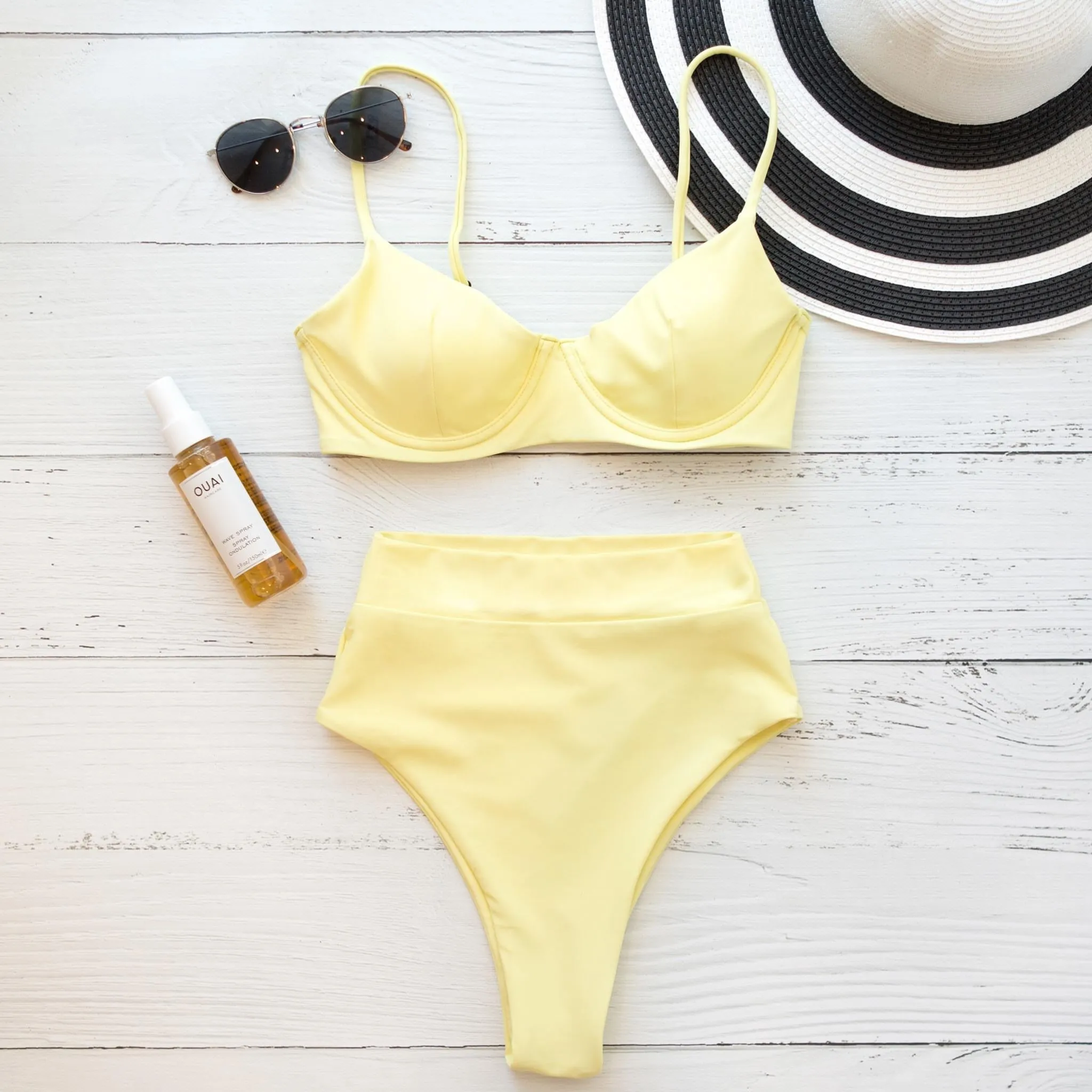 SEYCHELLES HIGH WAISTED BIKINI BOTTOMS IN BANANA YELLOW