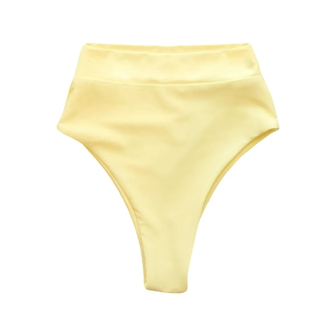 SEYCHELLES HIGH WAISTED BIKINI BOTTOMS IN BANANA YELLOW