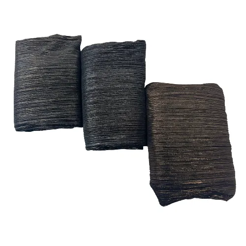 Silver  | Black Metallic Pleated Stretch Velvet Fabric