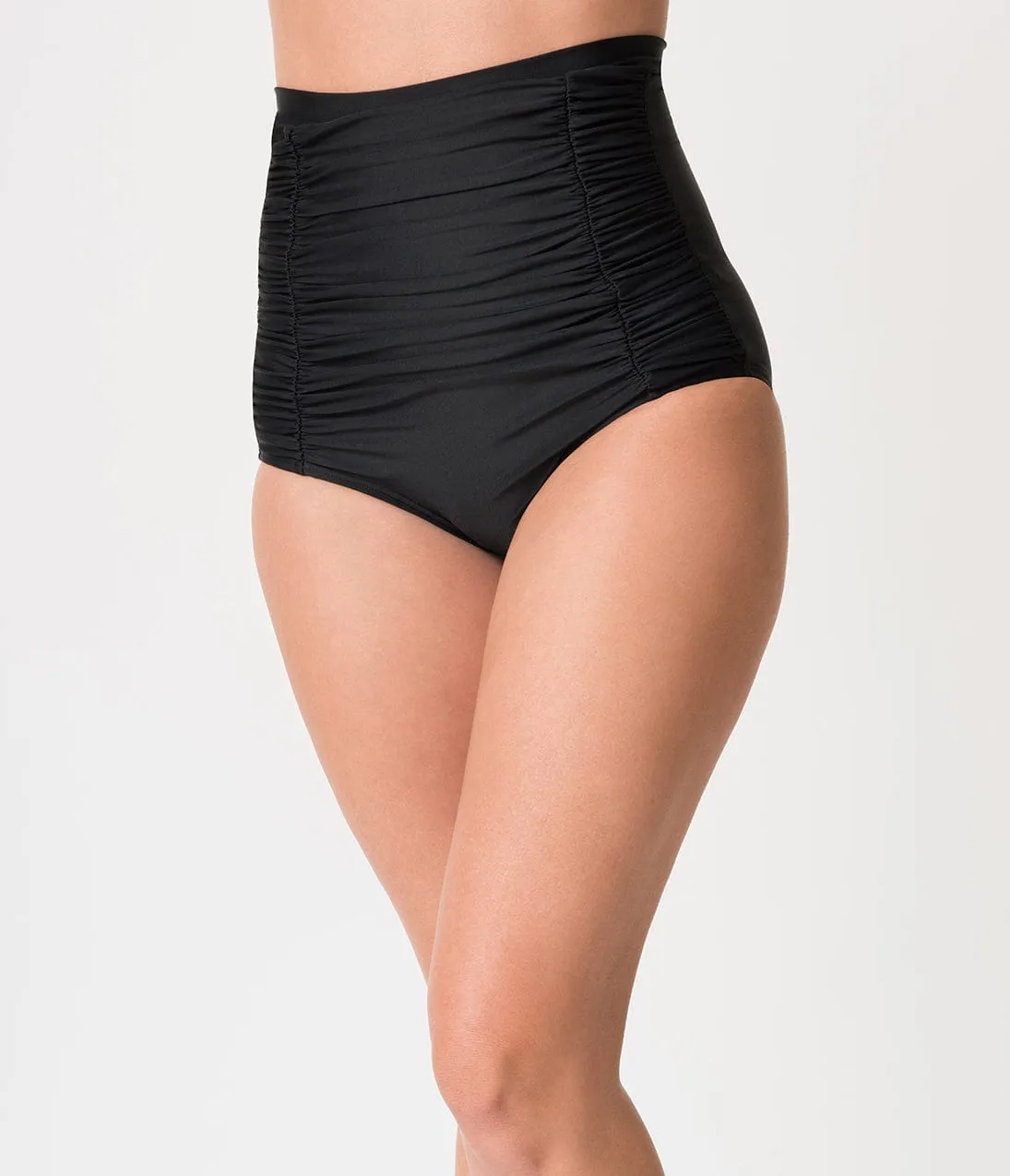 Unique Vintage All Black Monroe High Waist Bikini Bottom