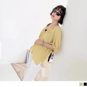 V-NECK BATWINGS SLEEVE CHIFFON TOPS